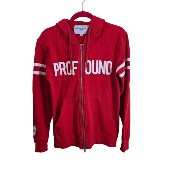 Profound Aesthetic Red Zip-Up Logo Hoodie With Pockets  Size S - Picture 1 of 10